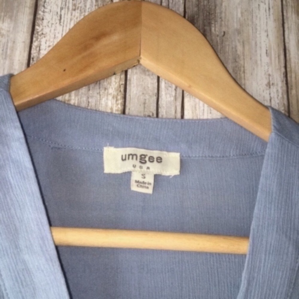 Umgee Blue Tie Front Blouse - Picture 3 of 4